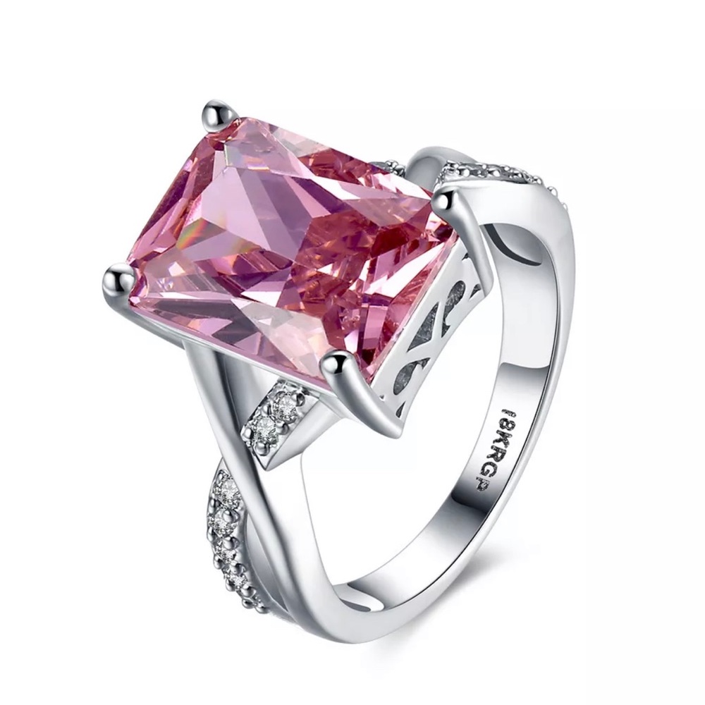 Pink Sapphire 6ct Center Stone in  18k White Gold